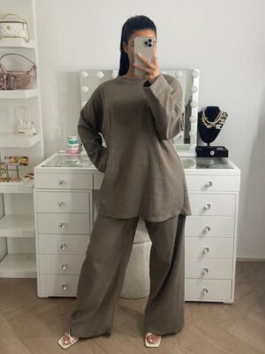 Lina corduroy round neck set