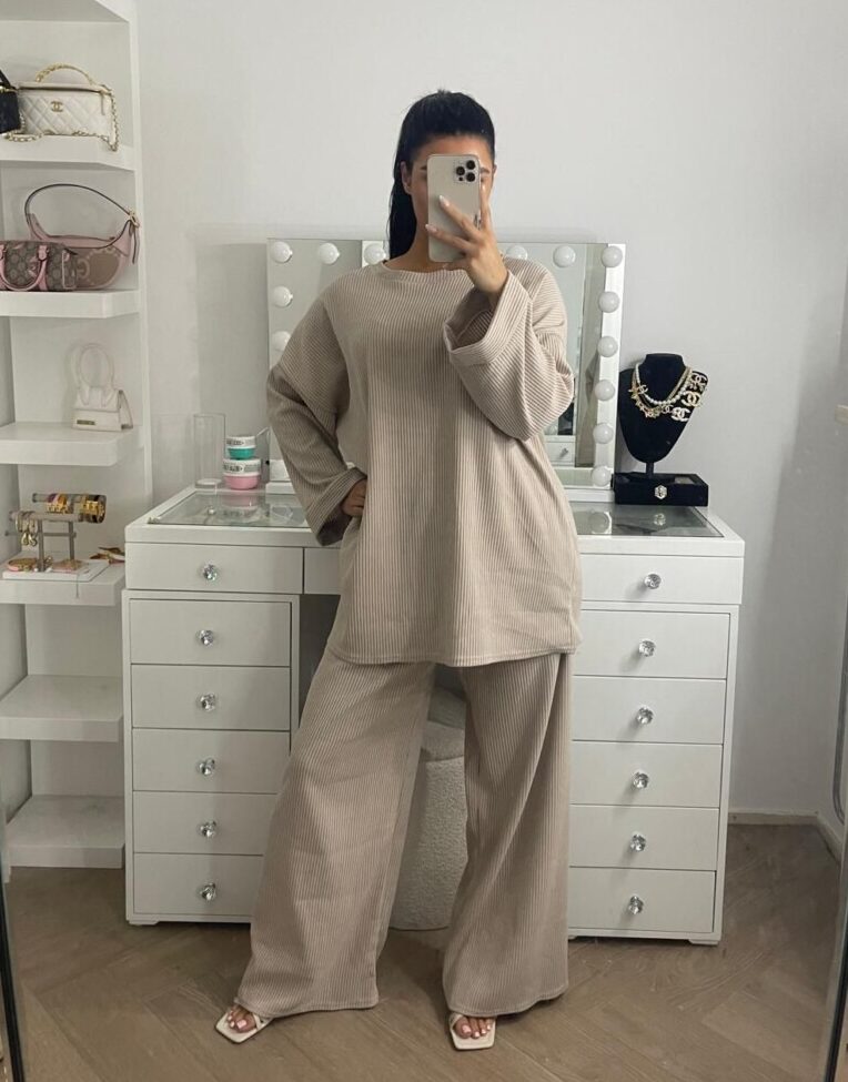 Lina corduroy round neck set