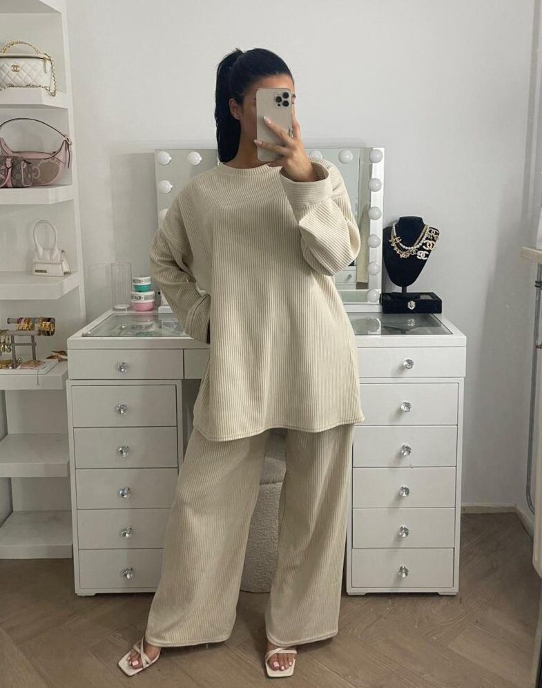 Lina corduroy round neck set