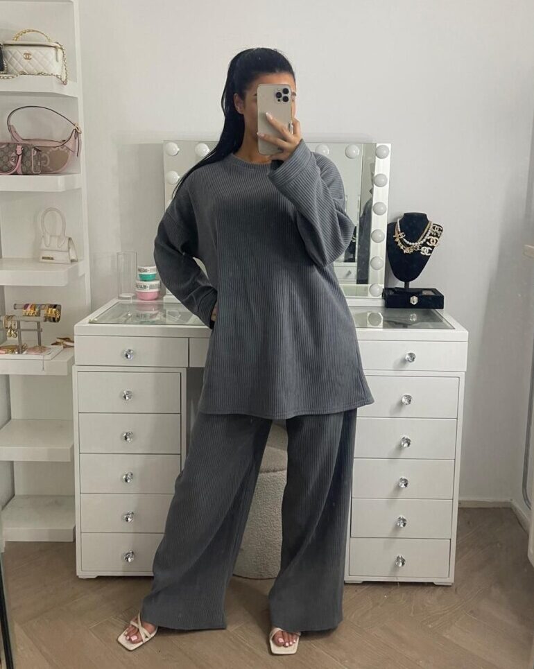 Lina corduroy round neck set