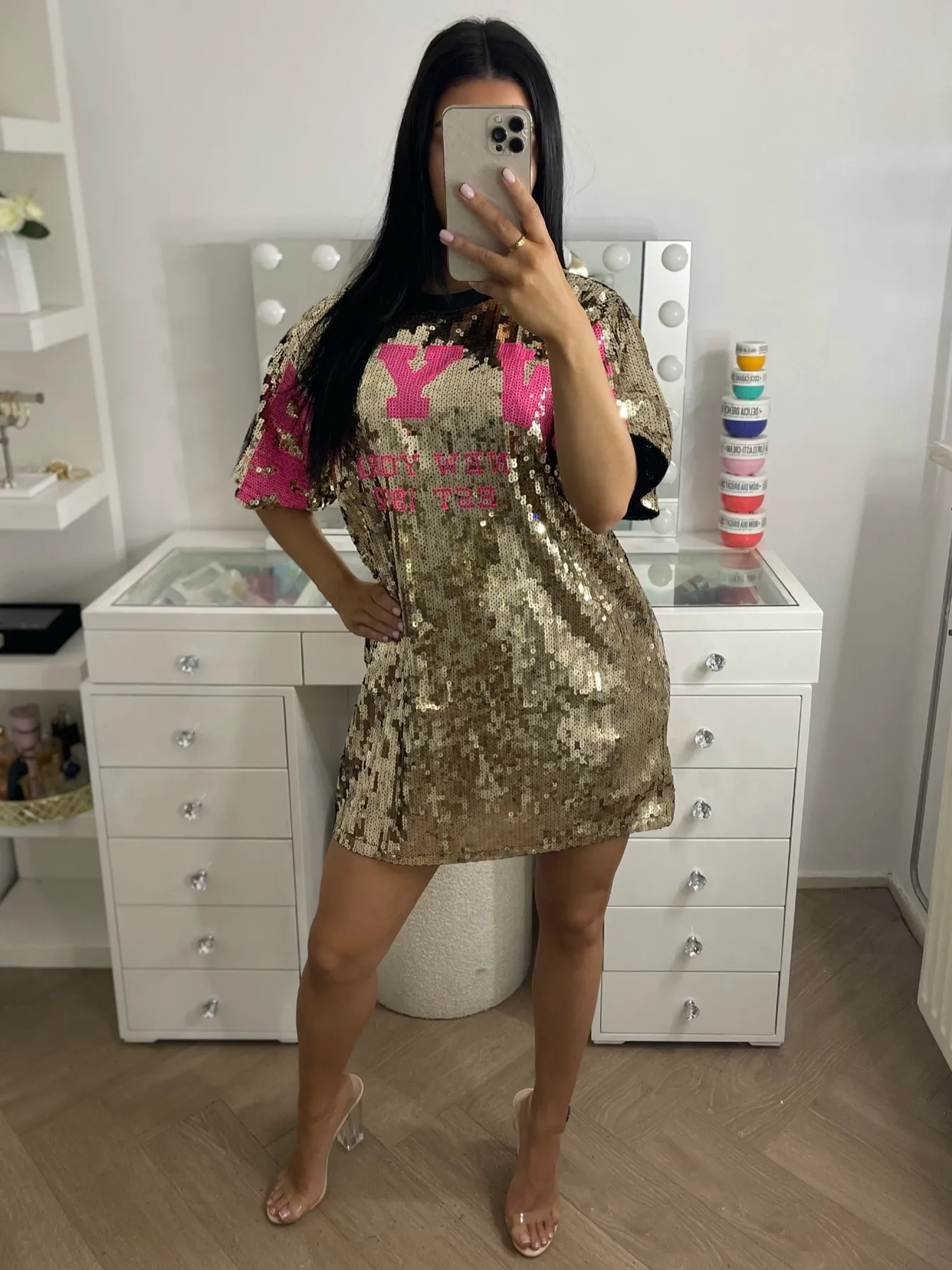 NY glitter t-shirt dress