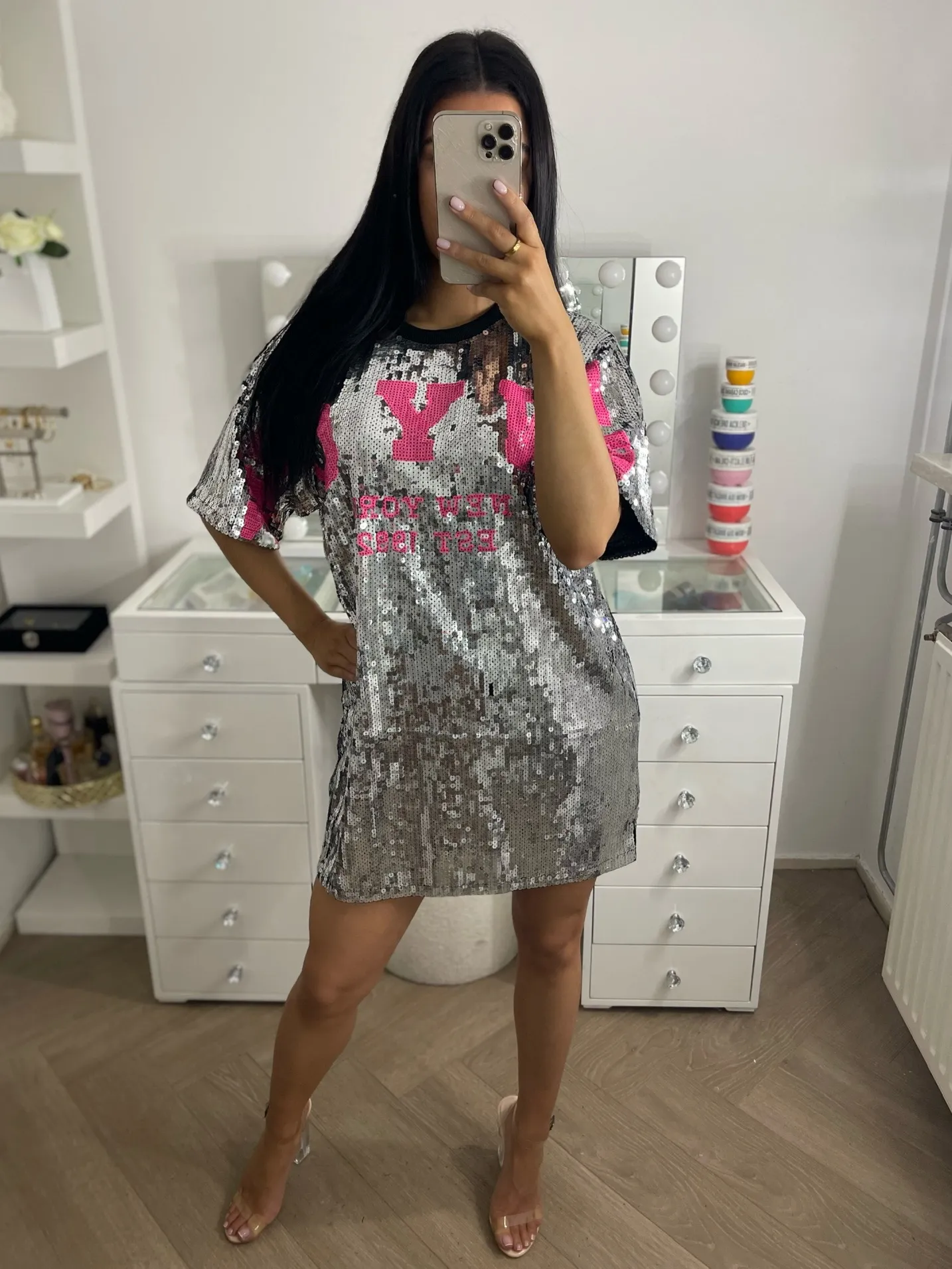 NY glitter t-shirt dress