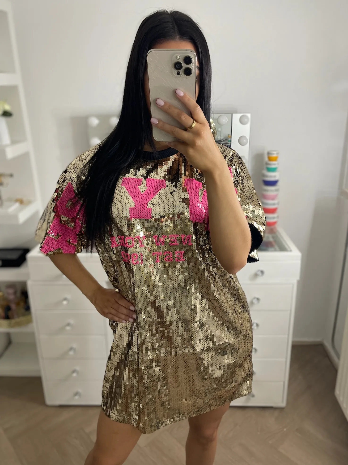 NY glitter t-shirt dress