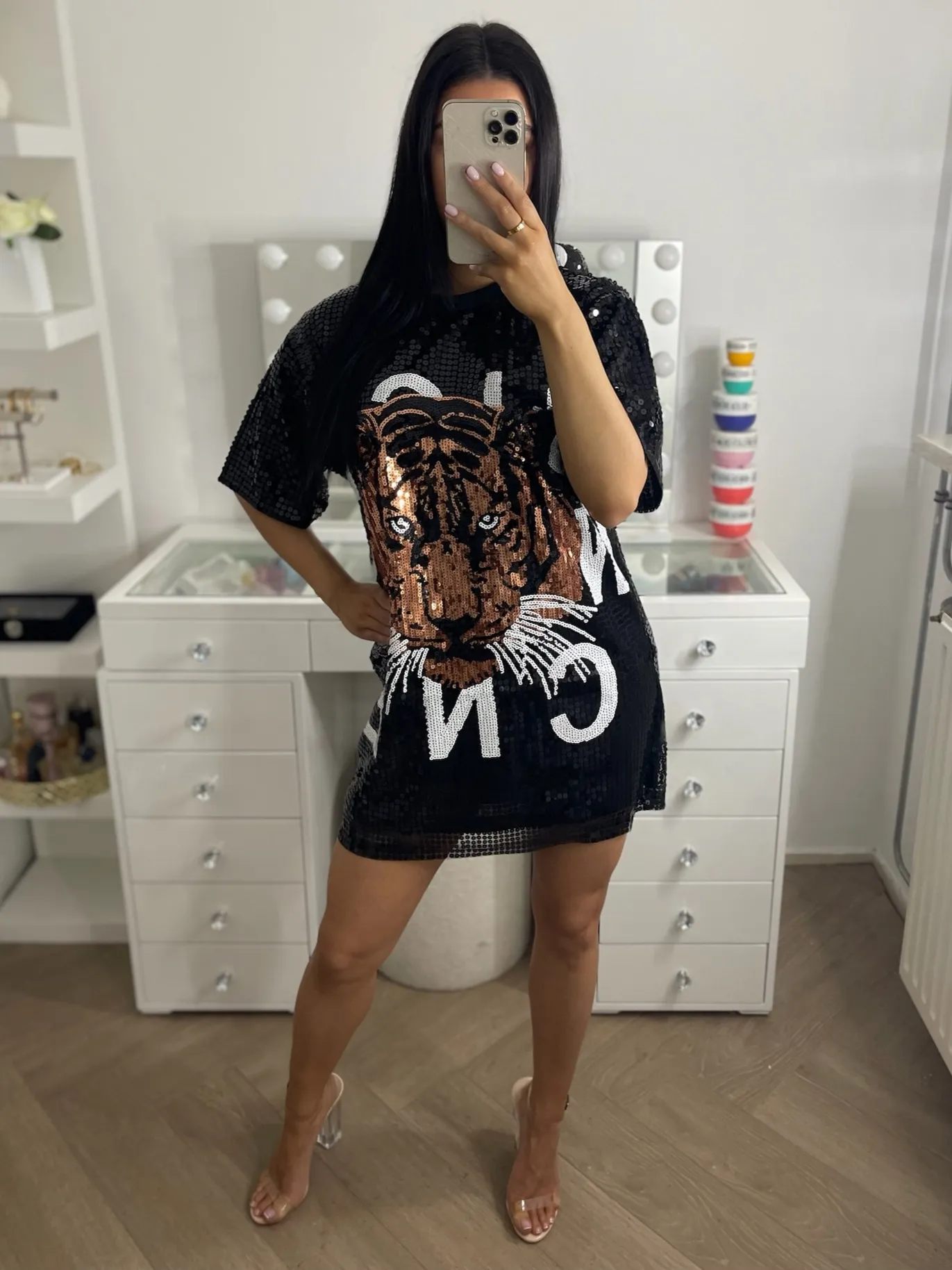 Tiger glitter t-shirt dress