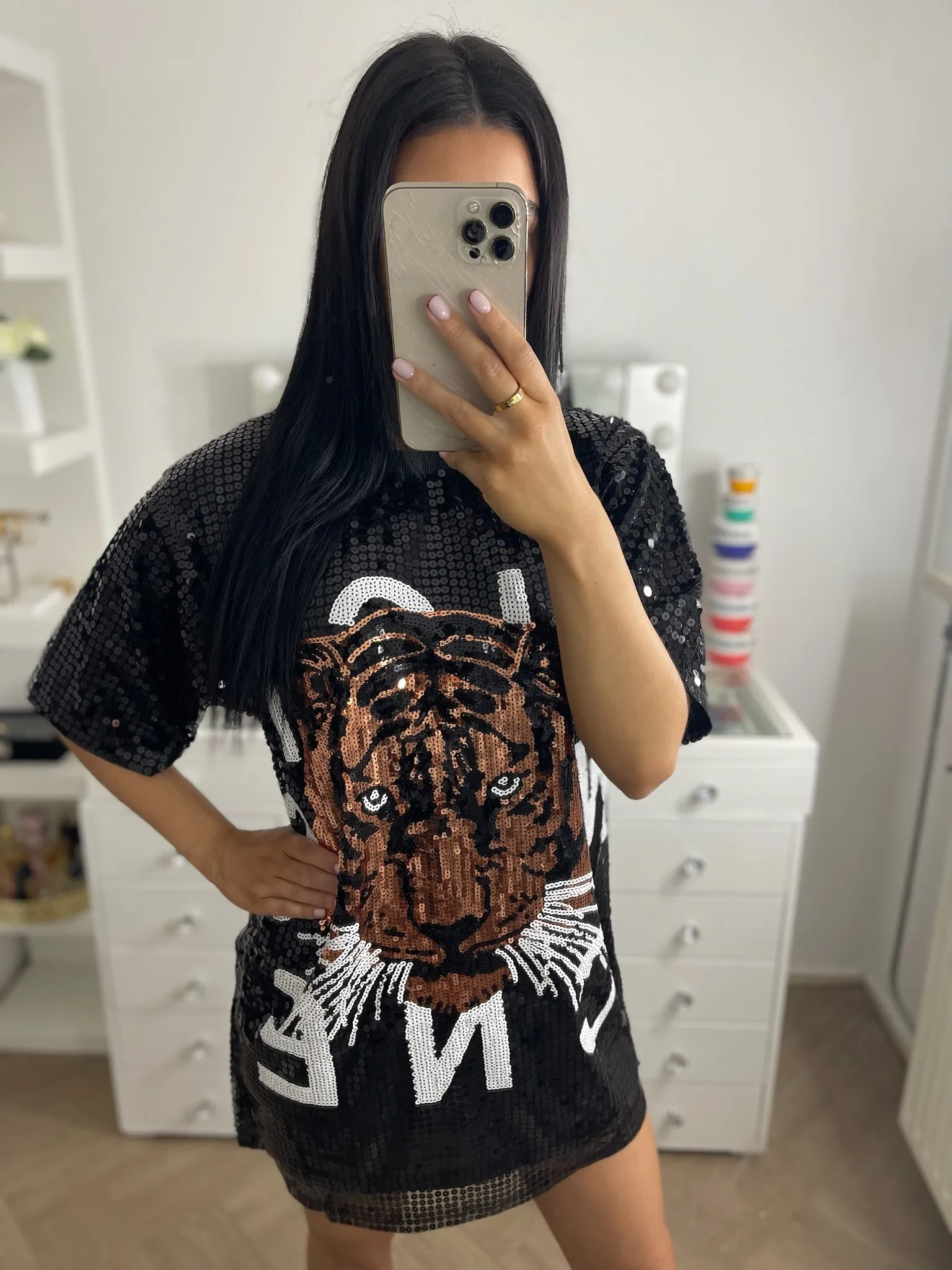 Tiger glitter t-shirt dress