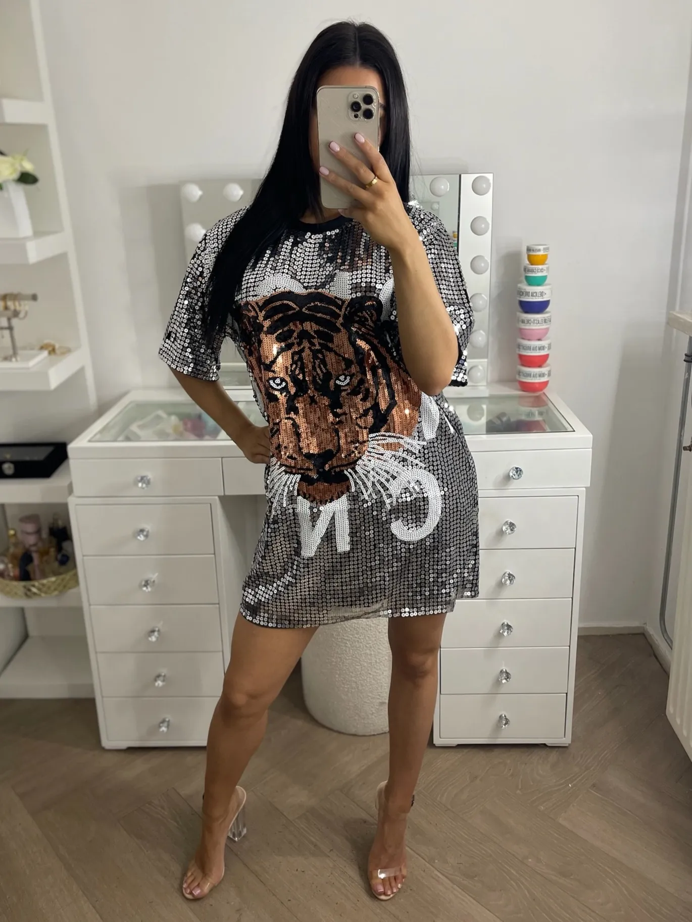 Tiger glitter t-shirt dress