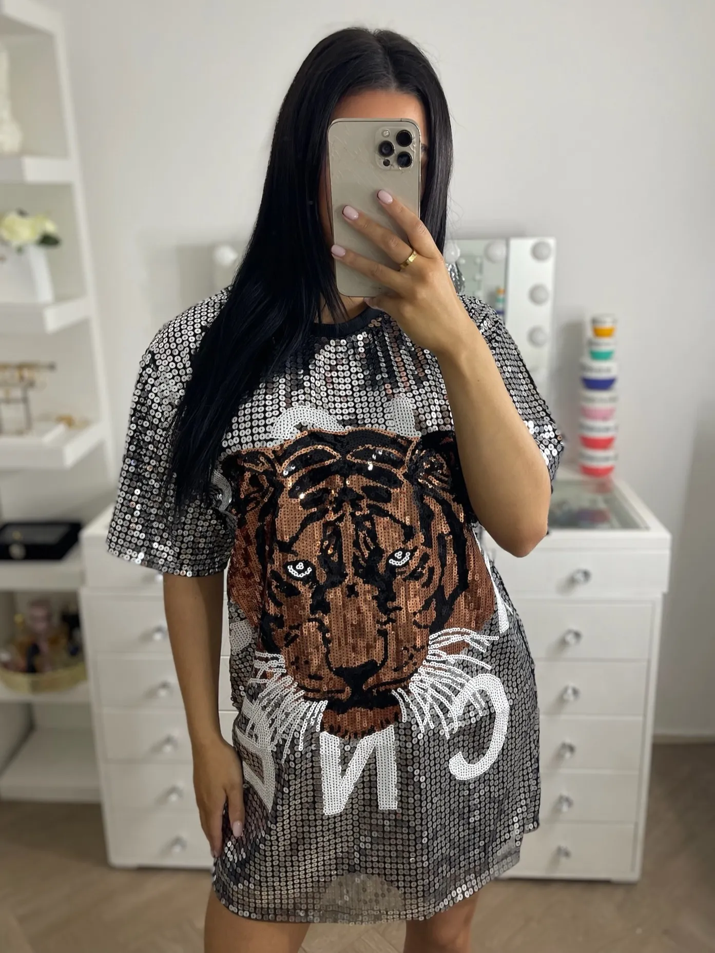 Tiger glitter t-shirt dress